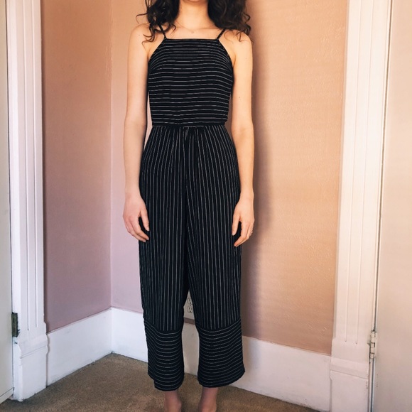 Stillettos Stripe Wide-Leg Jumpsuit Black & White - Picture 4 of 4